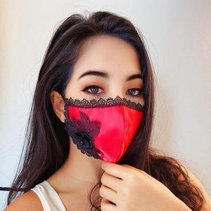 Sexy Silk Lace w/Flower Face Mask - 3 Layer 2 pack